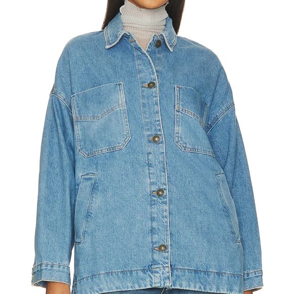 new FREE PEOPLE 100% Cotton Madison City Denim Jacket 6MS3 - Picture 7 of 9